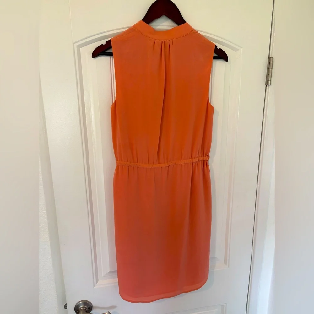 Cynthia Rowley Peach Silk Sleeveless V-Neck Mini Dress- Size 2 - Picture 4 of 8